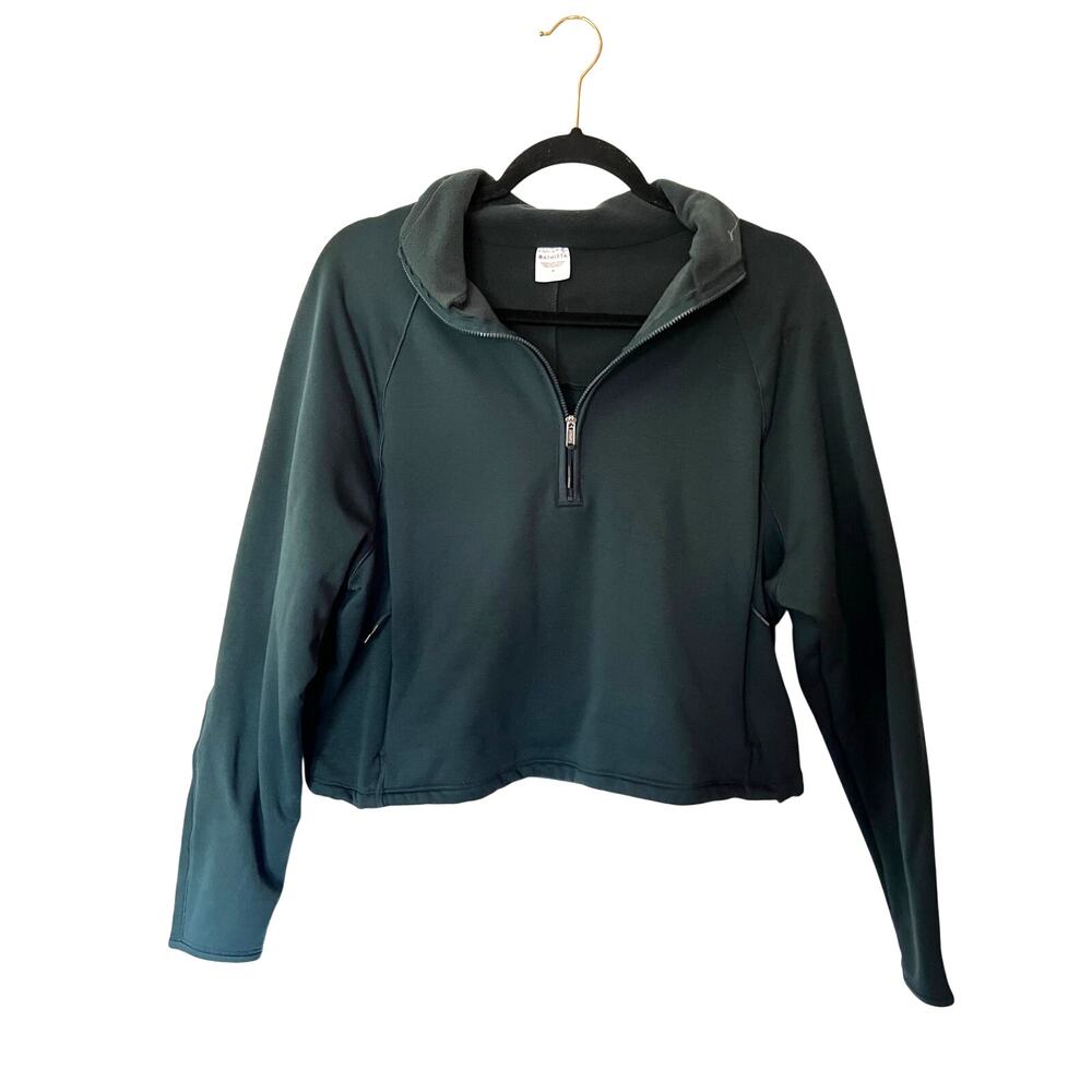 Athleta Dark Teal Cropped 1/4 Zip Sweatshirt SZ M